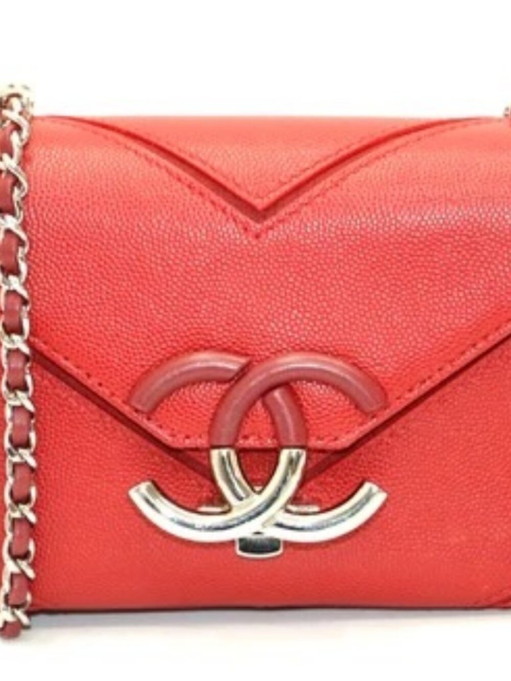Chanel Caviar Macro Chevron Small Single Flap - Red